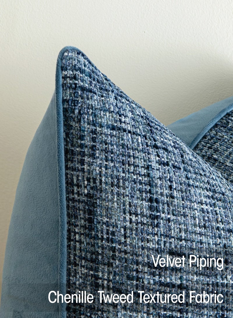 a moment Blue Reversible Pillow Covers 2 Pack - Farmhouse Chenille Throw Pillows, Neutral Textured Decorative Throw Pillow Covers with Border for Couch Sofa Bed 30x50 CM（12x20 Inch), No Insert) - Image 3